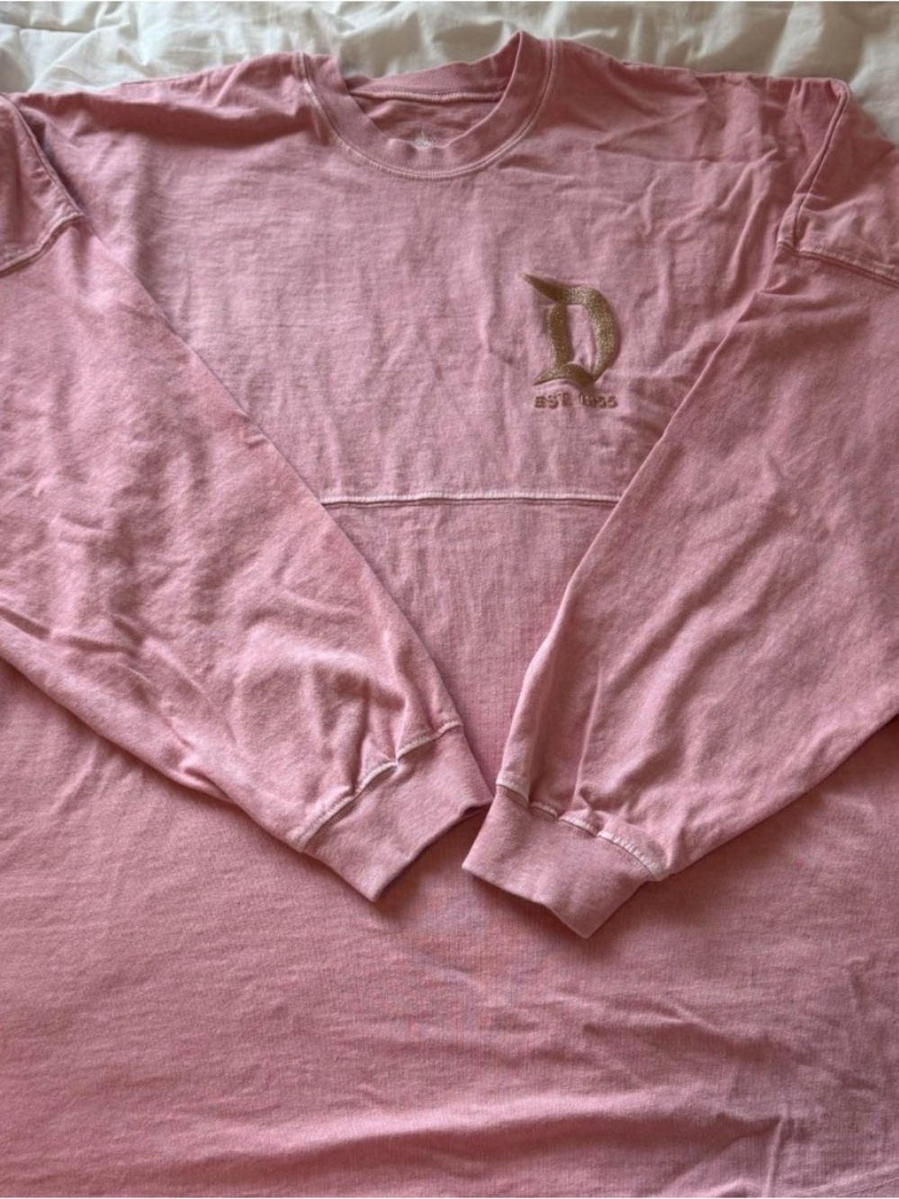 Disney Pink Long Sleeve Tee with Gold 'D' Logo